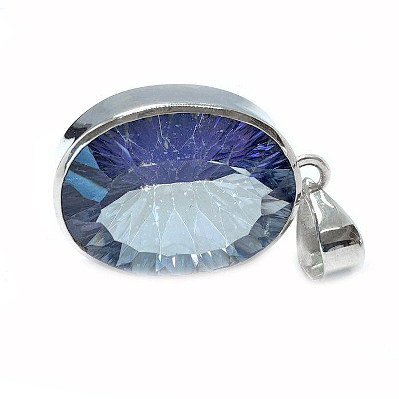 blue mystic topaz silver gemstone pendant