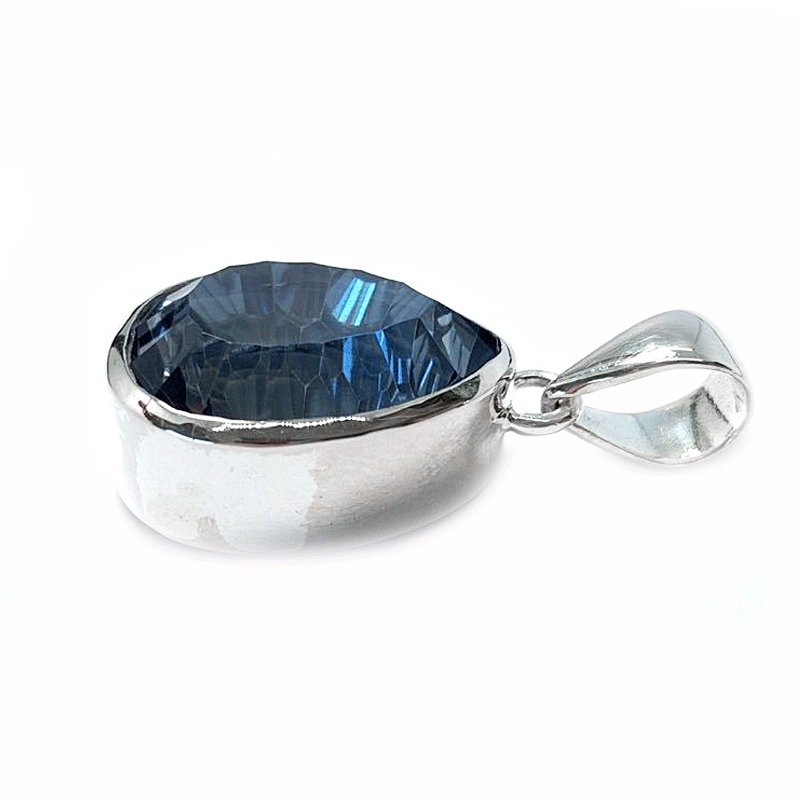 blue mystic topaz silver gemstone teardrop pendant