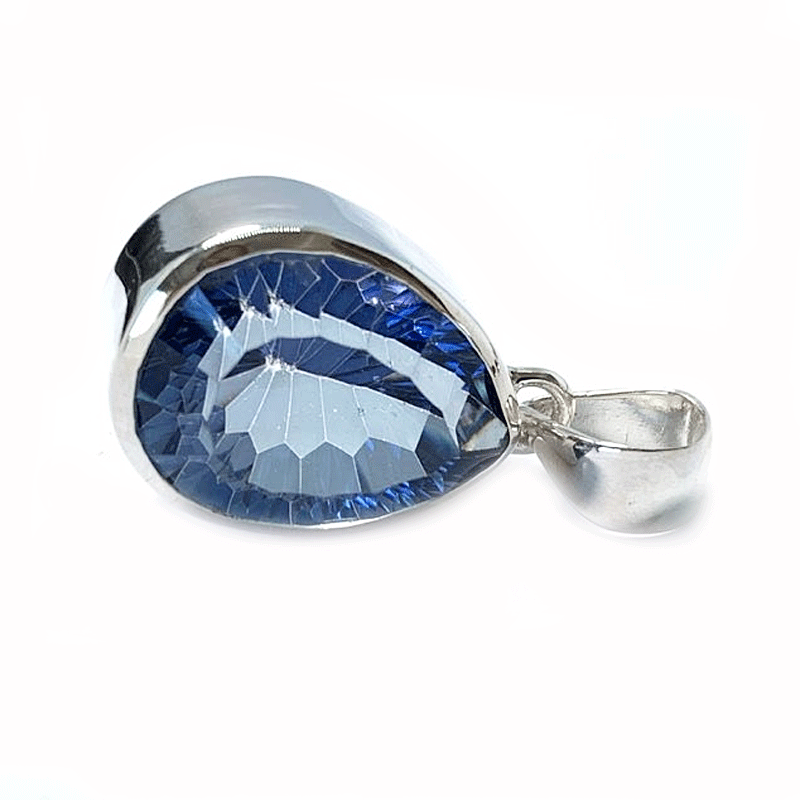 blue mystic topaz silver gemstone teardrop pendant