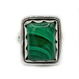 Malachite Boho Style Silver Ring