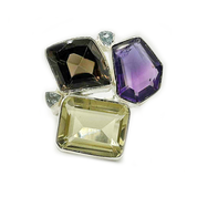 Multi Gemstone Classic Silver Ring