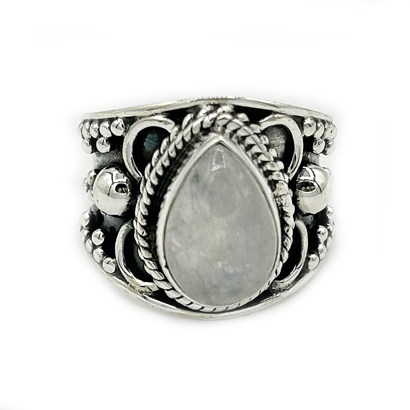 moonstone teardrop sterling silver gemstone ring