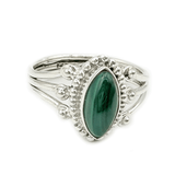 Ebna Malachite Silver Boho Ring