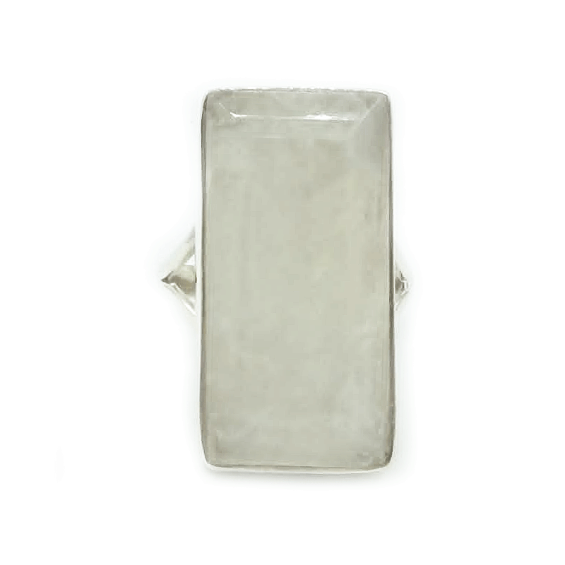 emerald cut moonstone sterling silver ring