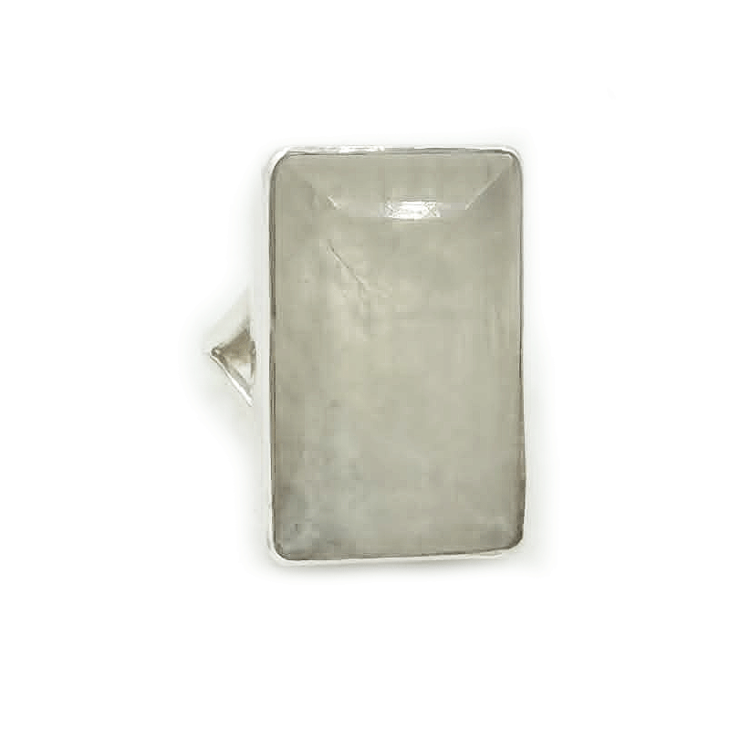 emerald cut moonstone sterling silver ring