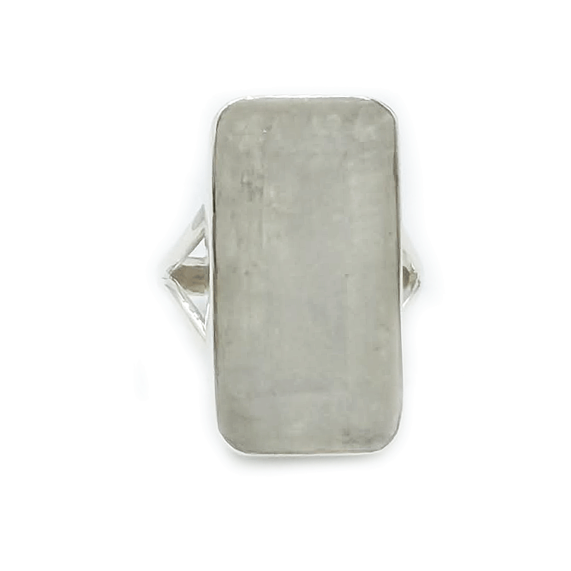 emerald cut moonstone sterling silver ring