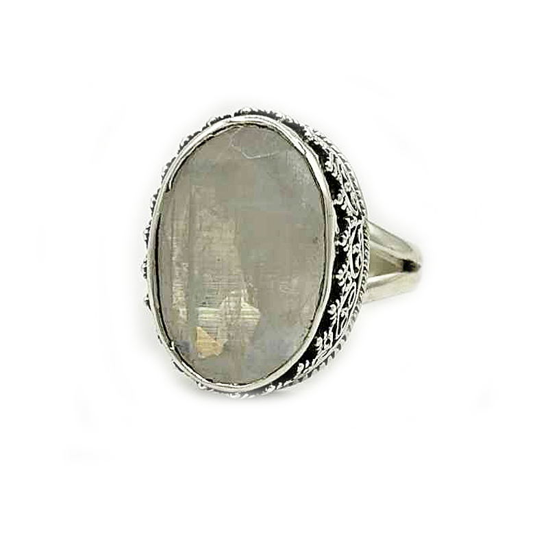 moonstone oval sterling silver gemstone ring