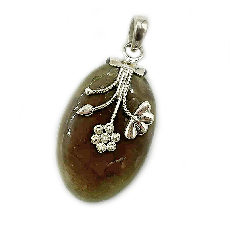 oval imperial jasper sterling silver gemstone pendant