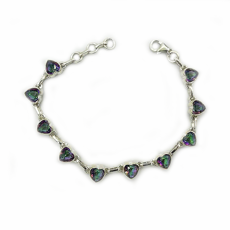 mystic topaz heart sterling silver gemstone bracelet