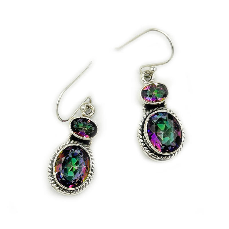 mystic topaz silver gemstone earrings