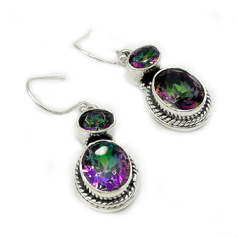 mystic topaz silver gemstone earrings