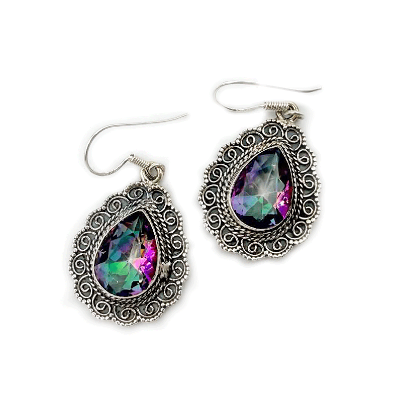 mystic topaz sterling silver gemstone earrings