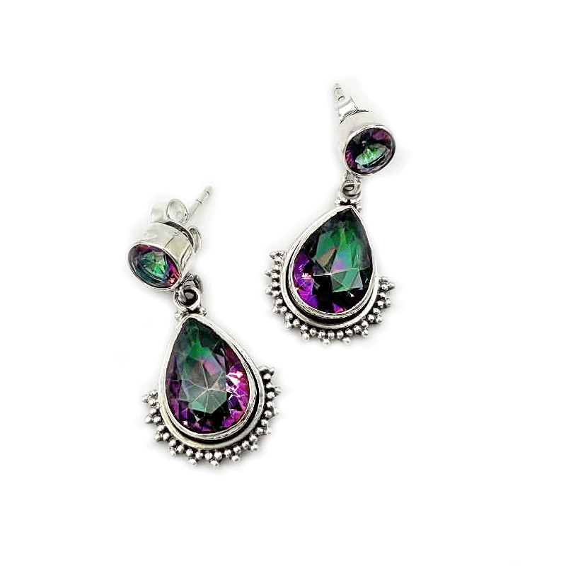 mystic topaz sterling silver gemstone earrings