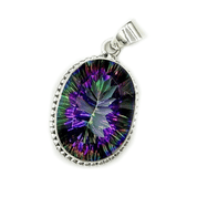 oval mystic topaz sterling silver gemstone pendant