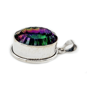 oval mystic topaz sterling silver gemstone pendant