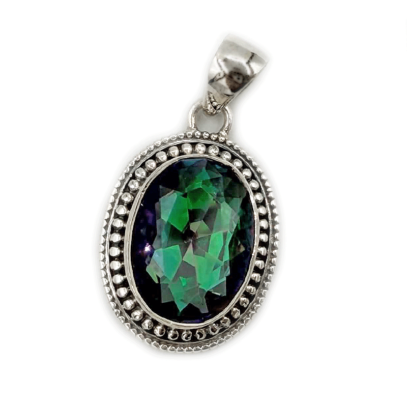 mystic topaz oval sterling silver pendant