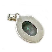 mystic topaz oval silver gemstone pendant