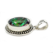 mystic topaz oval silver gemstone pendant