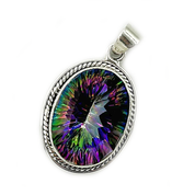 mystic topaz oval sterling silver gemstone pendant