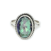 oval mystic topaz sterling silver gemstone ring