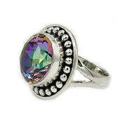mystic topaz silver gemstone ring