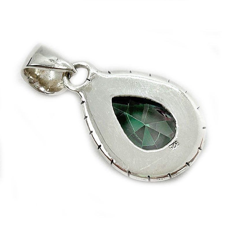 mystic topaz teardrop silver gemstone pendant
