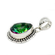mystic topaz teardrop silver gemstone pendant
