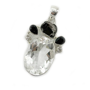 clear quartz hematite black onyx sterling silver gemstone pendant
