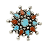 Turquoise Coral Flower Bohemian Style Ring