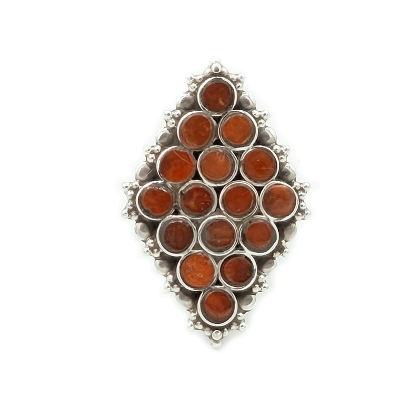coral sterling silver gemstone ring