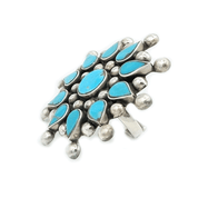 large flower turquoise sterling silver gemstone ring