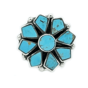 turquoise sterling silver flower shaped gemstone ring