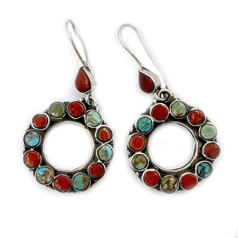 Turquoise Coral Eastern Style Earrings