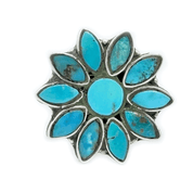 turquosie flower sterlilng silver ring
