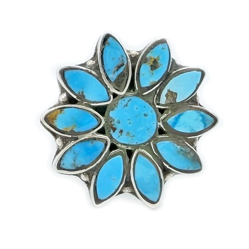 turquosie flower sterlilng silver ring