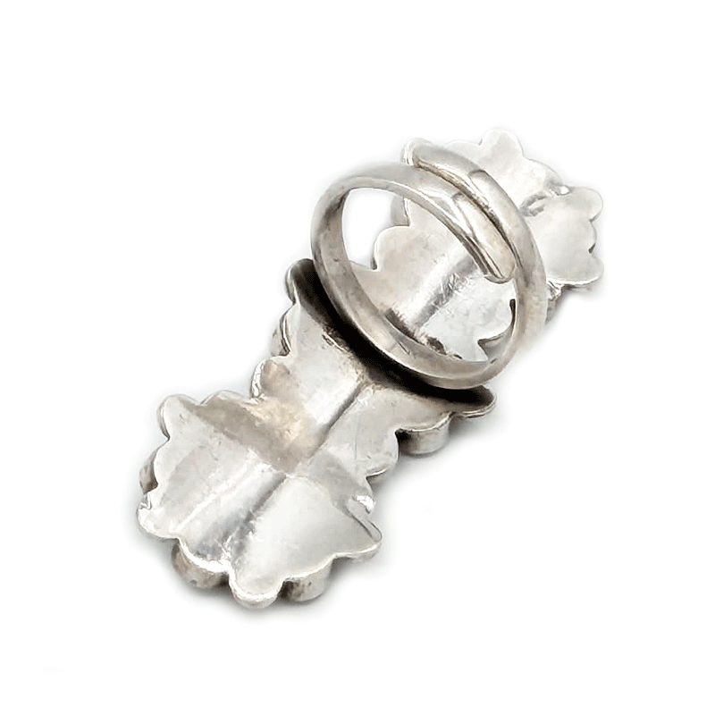 turquoise flower sterling silver ring