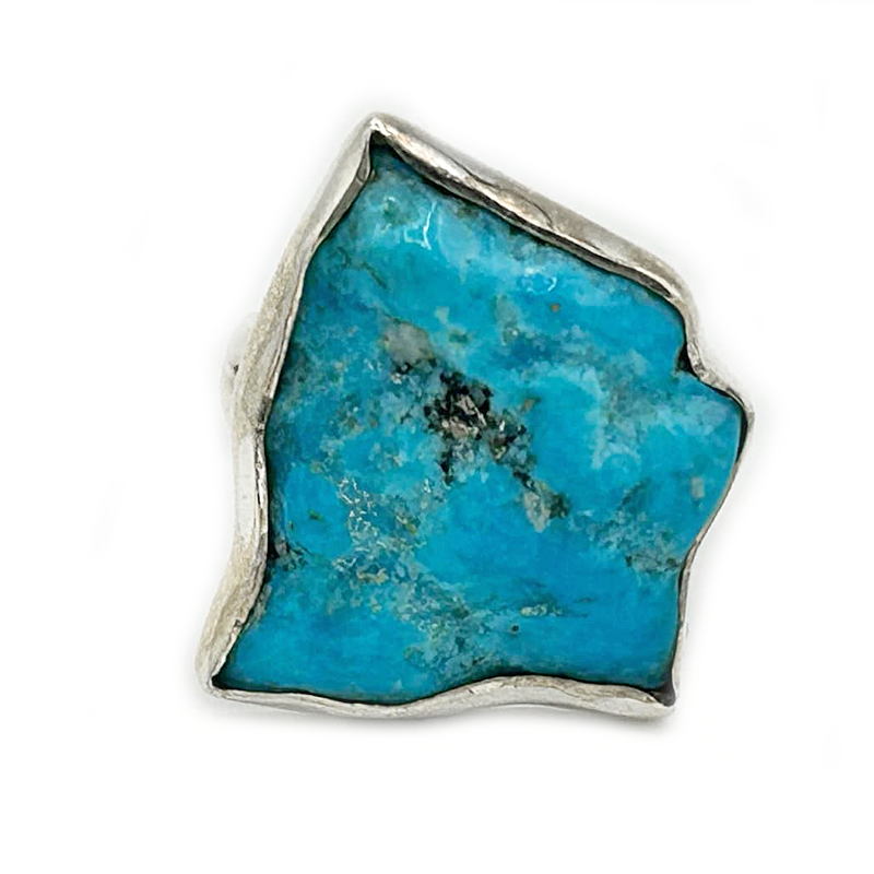 rough turquoise gemstone sterling silver ring
