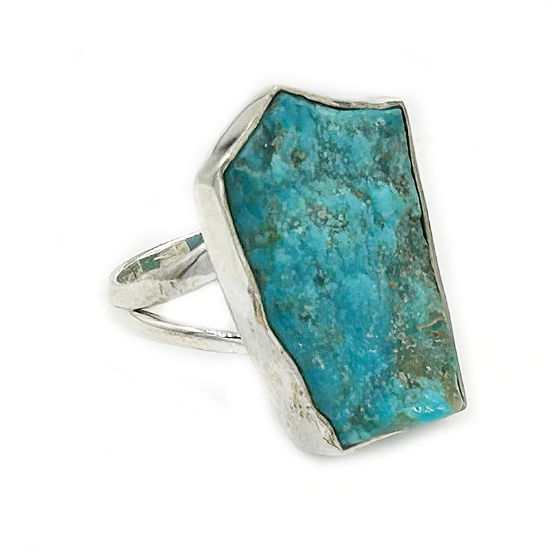 rough turquoise gemstone sterling silver ring