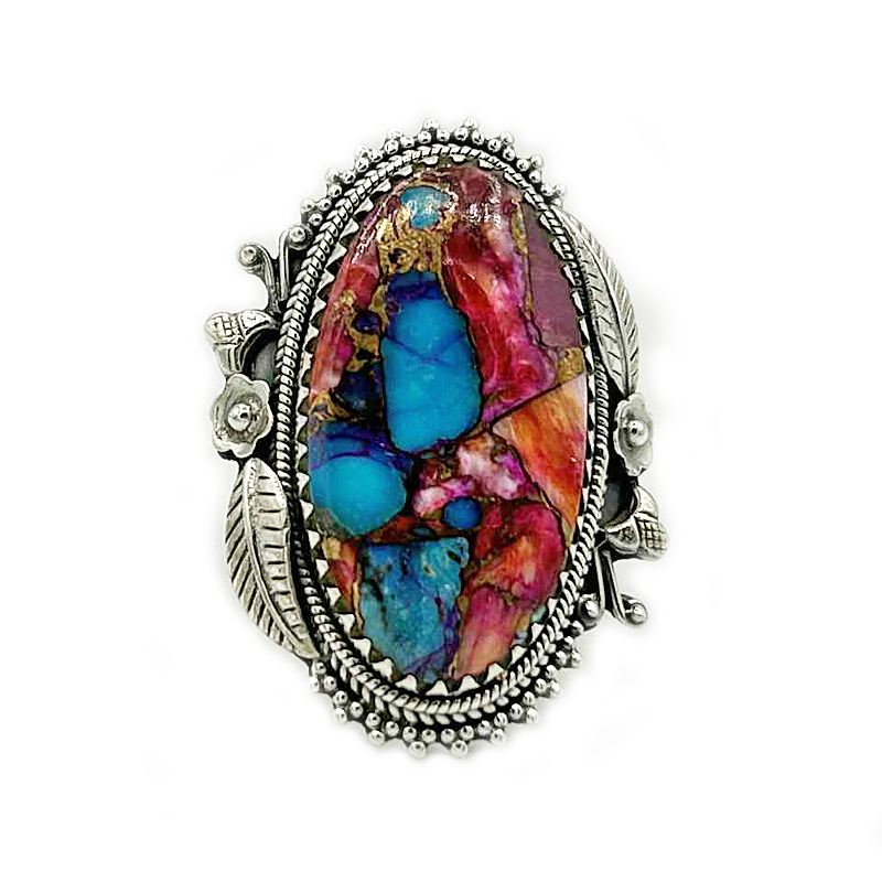 oyster turquoise sterling silver gemstone ring