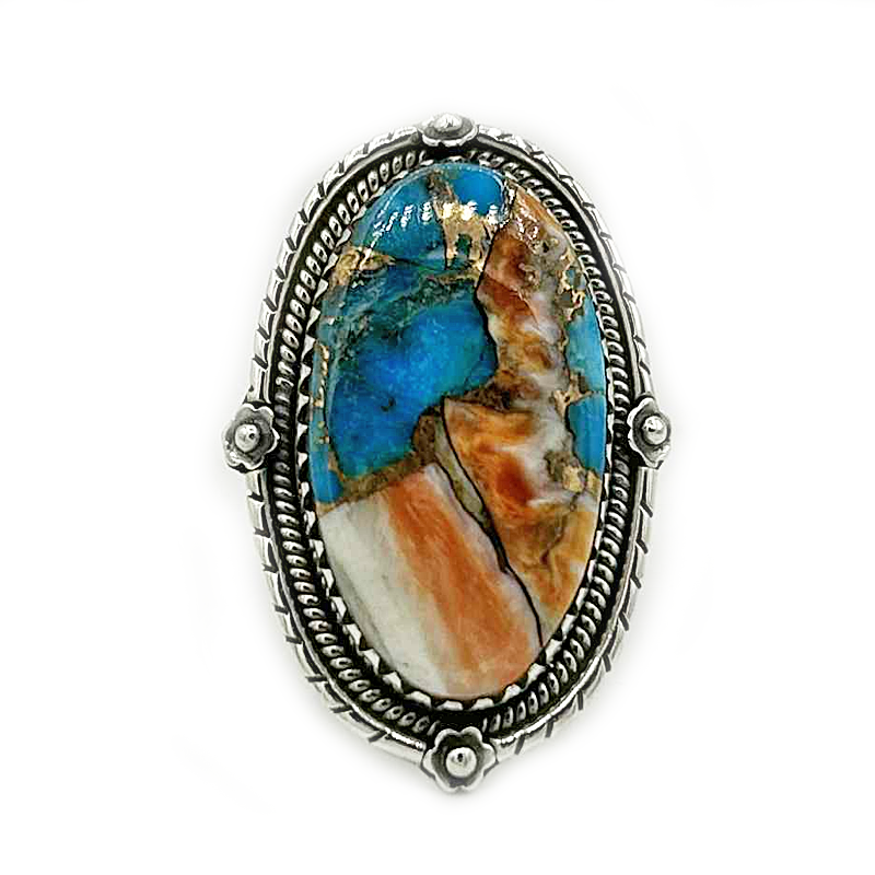 oyster turquoise sterling silver gemstone ring