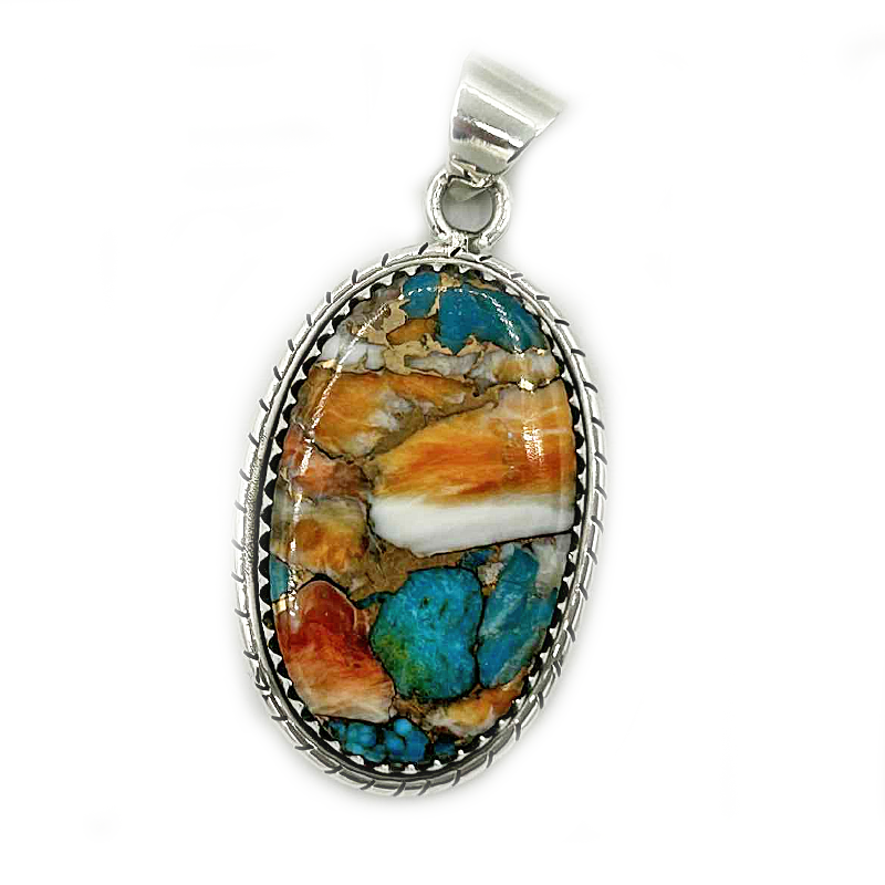 Ornate Oyster Turquoise Gemstone Pendant