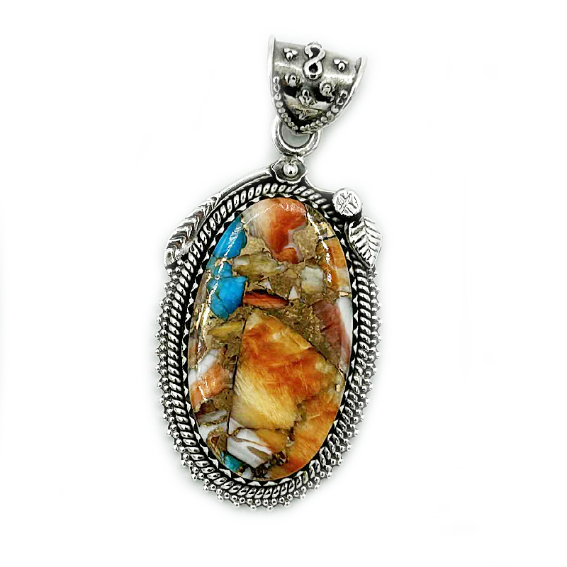oyster turquoise sterling silver gemstone pendant