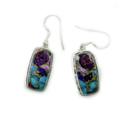 pink oyster turquoise sterling silver gemstone earrings