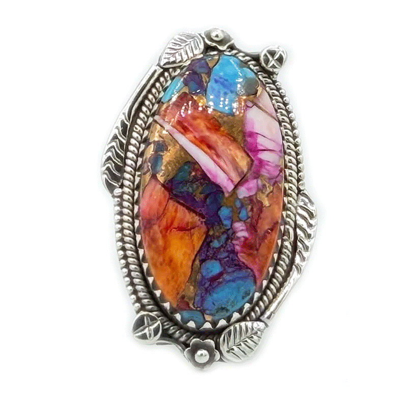 big oyster turquosie sterling silver gemstone ring