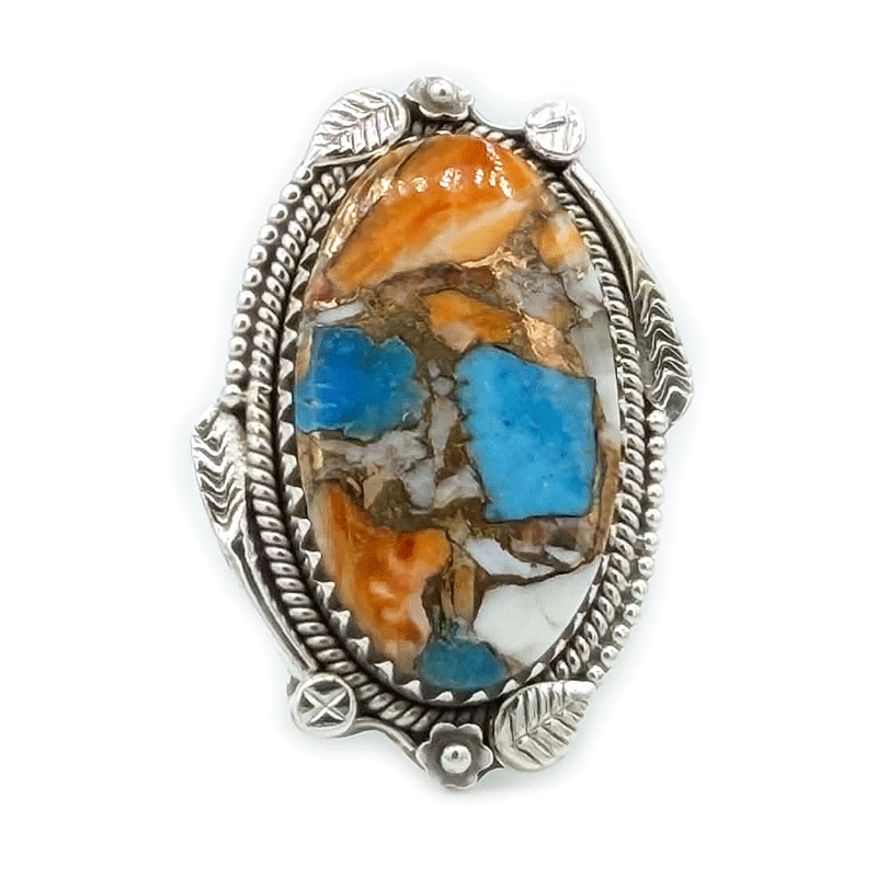 oyster turquoise oval sterling silver gemstone ring