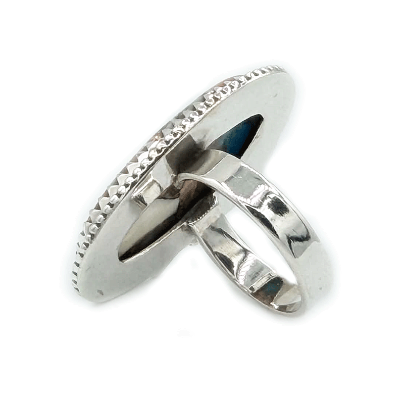 oyster turquoise oval sterling silver gemstone ring