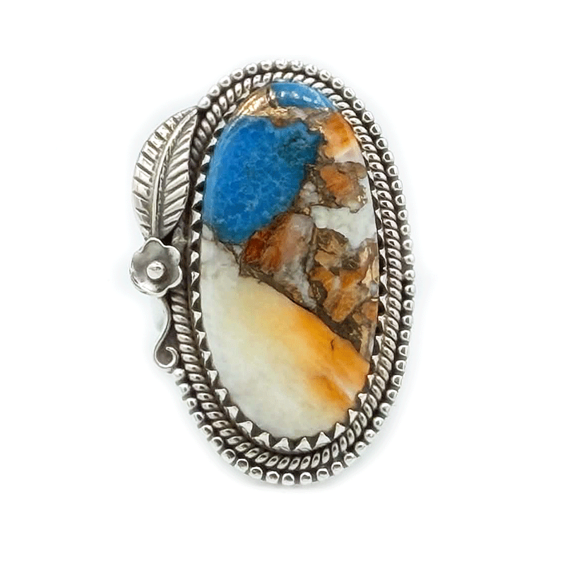 oyster turquoise oval sterling silver gemstone ring