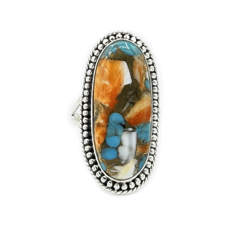 oyster turquoise sterling silver gemstone ring