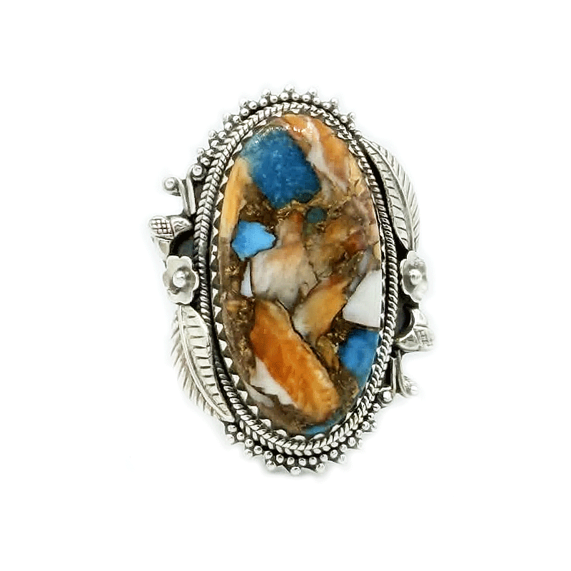 oyster turquoise sterling silver gemstone ring