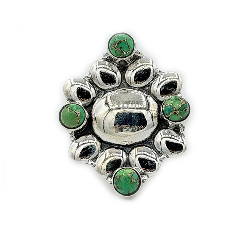 green oyster turquoise sterling silver gemstone ring